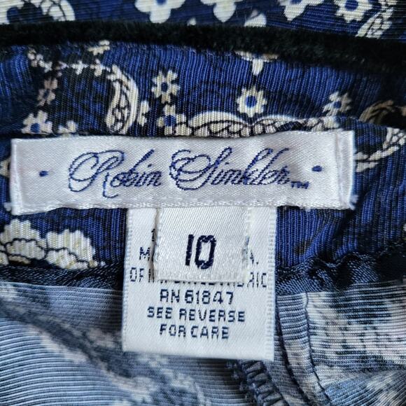 Vintage Robin Sinkler High Waisted Pleated Blue Floral Tapered Lightweight Pants - Picture 14 of 16